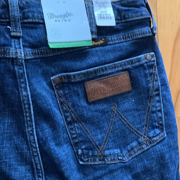 Wrangler retro Blue Flare Wide Leg Jeans bell bottom - Picture 4 of 6